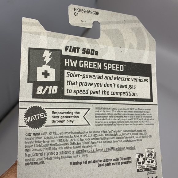 Hot Wheels Fiat 500e HW green speed car toy new by Mattel 144/250 - Picture 16 of 17